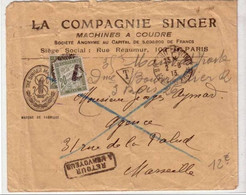 TAXE TYPE DUVAL - 1913 - LETTRE COMMERCIALE De PARIS TAXEE (20c.) à MARSEILLE - REFUSEE Et RETAXEE (20c) à PARIS - 1859-1959 Covers & Documents