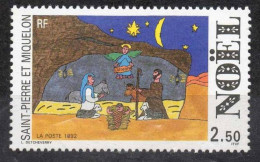 SAINT-PIERRE Et MIQUELON : Noêl : Dessin D'enfant (la Crêche) - Unused Stamps
