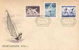 POLAND FDC 1954 POLISH NATIONAL ATHLETICS MEETING SPARTACIST GAMES SERIES 2 Sports Fencing Gymnastics Relay Ship Yachts - FDC