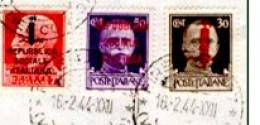 Italia-G. 01128 (R.S.I.) - Frammento Di Busta Con 3 Valori Con Soprastampa Di Firenze. - Poststempel