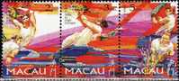 Zusammendruck Drachenfestival 1997 MACAU 913/15+ZD ** 7€ Drachenfest Tänzer Bänder Fahne Feuerwerk Hb Se-tenant Bf Macao - Autres & Non Classés