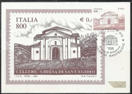 ITALIA REPUBBLICA ITALY REPUBLIC 1999 PATRIMONIO ARTISTICO CHIESA DI S.EGIDIO IN CELLERE CARTOLINA MAXIMUM FDC MAXI CARD - Cartas Máxima