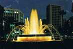 Postal CARTAGENA De Noche. Fuente Luminosa Plaza España - Murcia