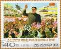 Gemälde Mit Kim Il Sung 1976 Coree (1463) Block 22 O 1€ Blumen  Für Den Großen Führer Des Volkes Korea - Rose