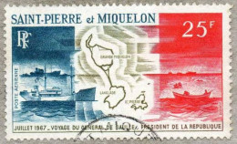 SAINT-PIERRE Et MIQUELON : DE GAULLE :Voyage Du Général De Gaulle- Bateau Et Carte - Gebruikt