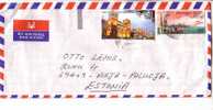 GOOD INDIA Postal Cover To ESTONIA 2010 - Good Stamped: Howrah Station ; Brahmos - Lettres & Documents