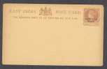 British East India Postal Stationery Ganzsache Entier Queen Victoria 1/4 Quarter Anna Overprinted PUTTIALLA STATE Unused - Patiala