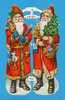 SANTA CLAUS, PERE NOEL, DIE CUT SCRAP, DECOUPIS ANCIENS, EMBOSSED FINE LITHO, PAIR CA 10X16CM, MARK PZB, CA 1920 - Motif 'Noel'