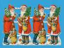 SANTA CLAUS, PERE NOEL, DIE CUT SCRAP, DECOUPIS ANCIENS, EMBOSSED FINE LITHO, SHEET CA 17X12 CM, MARK PZB, CA 1920 - Motivos De Navidad