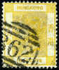 Hong Kong #16 Used 16c Yellow Victoria From 1877 - Usados