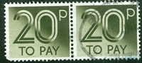 Great Britain 1982 20p Postage Due Issue #J98 Pair - Impuestos