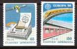 GREECE 1988 Europe CEPT Train / Communication 2 Sides Perforated MNH Set Vl. 1742A / 1743A - Nuevos
