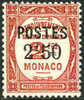 Monaco #144 Mint Hinged 2.50fr On 2fr From 1938 - Unused Stamps