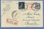 696 Op AANGETEKENDE Entier "met Roodfrankeering" Met Stempel FLEURUS - 1936-1957 Col Ouvert