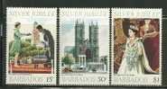 Barbados    "Silver Jubilee"  Set   SC# 452-54 MNH** - Barbades (1966-...)