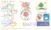 48489)LETTERA F.D.C. Giapponese Con 4 Valori + Annullo - FDC