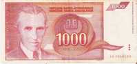 BILLETE DE YUGOSLAVIA DE 1000 DINARA (BANKNOTE) - Yugoslavia