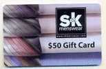 S&K Menswear ,  U.S.A.  Carte Cadeau Pour Collection # 1 - Cartes De Fidélité Et Cadeau