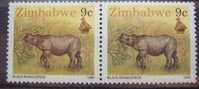 OS.11-8-1. ZImbabwe, 1990 Black Rhinoceros Rhino - Fauna - Animal - Zimbabwe (1980-...)