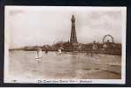 RB 612 - Early Real Photo Postcard - Blackpool Tower From Central Pier Lancashire - Sailing Boats Big Wheel - Blackpool