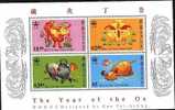 Hong Kong 1997 Year Of The Ox Stamps S/s Zodiac Chinese New Year Cow Textile Toy Grain - Vaches