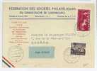 Storia Postale - LUSSEMBURGO - DALLA FEDERAZIONE DELLE SOCIETA' FILATELICHE ANNO 1952 - POSTA AEREA - Storia Postale