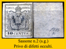 Lombardo Veneto-0002 - Sassone N.2 (s.g.) Privo Di Difetti Occulti. - Lombardo-Venetien