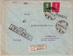 ROUMANIE - 1941 - LETTRE Avec CENSURES De BUCAREST Pour ST GALL (SUISSE) - GUERRE 39/45 - Lettres 2ème Guerre Mondiale