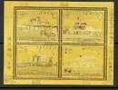 Gold Foil Taiwan 2004 Train Station Stamps Railroad Railway Automobile Car Ox Hsin Chu Unusual - Unused Stamps