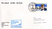 Air Mail Stamp. Samuel Langley Pionnier De L´aviation, Sur Lettre First Flight Miami-Munich 1988 - Sonstige (Luft)