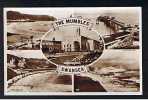 RB 615 - Real Photo Multiview Postcard  - The Mumbles Pier - Lighthouse & Civic Centre Swansea Glamorgan  Wales - Glamorgan