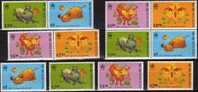 Happy New Year Jahr Ochsen 1997 Hongkong 785/8,ZD+Block 45 ** 22€ Neujahr CHINA Stickerei Year Ox Se-tenant Bf HONG KONG - Boeddhisme