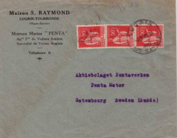 1934 - TYPE PAIX - Yvert N° 283 X 3 Sur LETTRE De LUGRIN (HTE SAVOIE) Pour GOTHEMBOURG (SUEDE) ! - 1932-39 Paz