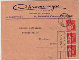 1936 - TYPE PAIX - Yvert N° 283e X 3 Sur LETTRE De PARIS Pour GÖTEBORG (SUEDE) ! - 1932-39 Vrede