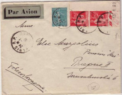 1939 - PAIX + SEMEUSE - Yvert N°370 X 2 COIN DATE !! + 362 Sur LETTRE Par AVION De PARIS Pour PRAGUE !! - 1932-39 Peace