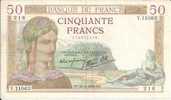 - FRANCE - BILLETS - 50 F - CERES - DY - 21 - 9 - 1939 - DY - N° 216 - Y -11063 - - 50 F 1934-1940 ''Cérès''