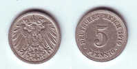 Germany 5 Pfennig 1910 A - 5 Pfennig