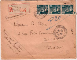 GANDON - Yvert N° 713 X3 Sur LETTRE RECOMMANDEE De PARIS XVII (ANNEXE I) Pour DIJON - 1945 - 1945-54 Marianne De Gandon