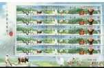 2000 Weather Stamps Sheet - Spring  Ox Bird Farmer Plow Crane Thunder Mount Rain Coir Rainwear - Cows