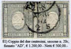 Sardegna-081 - Sassone: N. 20c (o) - Siglata "AD" - Priva Di Difetti Occulti. - Sardegna
