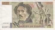 - FRANCE - BILLETS - 100 F - DELACROIX - 1982 - N° 852972 - H . 59 - - 100 F 1978-1995 ''Delacroix''