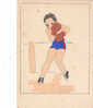 16285 - 3 Trois Cartes Sport Dessin ; Aucune Indication . Enfant ; Boxe -patinage Artistique Course Saut Haies - Boxing