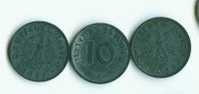 LES 3 PIECES Reichs Phennig 1940(F)     1941(A)  1943(F) - 10 Reichspfennig