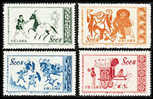 China 1953 S6 Dunhuang Murals Stamps Martial Horse Ox Cart Fighting Performer Archery - Kühe