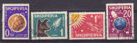 Albanie  Space / Ruimtevaart  Mi.nr. 663-666  Used  1962  Spoetnik 1 + 2  +  Dog Laika + Sun. - Europa