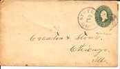 US-PS009/ USA -  Postmeister, Fancy Stamp (Männchen) 1868 Nach Chicago - ...-1900