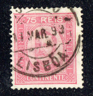 D. Carlos  75 R  Afinsa 72,  Perf 12,5 - Used Stamps