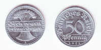 Germany 50 Pfennig 1921 A - 50 Renten- & 50 Reichspfennig