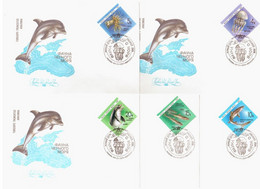 Russia USSR 1991 FDC X5 Fauna Of Black Sea Dolphin Otter Sealion Orca Marine Life Fish - FDC