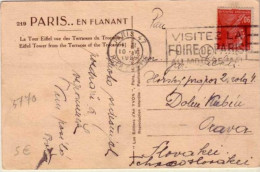 1929 - Yvert N° 243 Seul Sur CP De PARIS (SEINE) => ORAVA (TCHECOSLOVAQUIE) DESTINATION ! - Briefe U. Dokumente